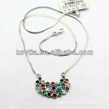 New arrival 925 silver jewelry colourful diamond necklace